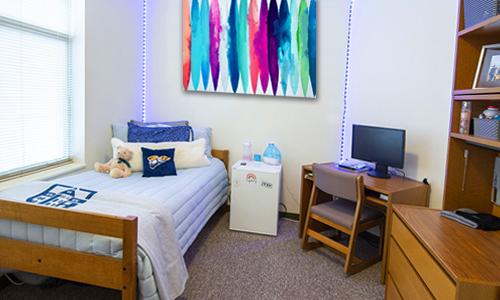 An example of a single dorm room. 